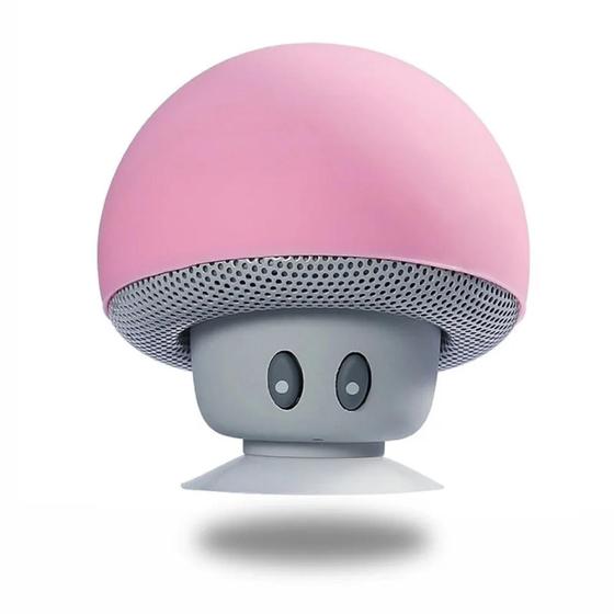 Imagem de Mini Wireless Speaker Caixinha De Som Bluetooth Mini Cogumelo Ventosa Rosa