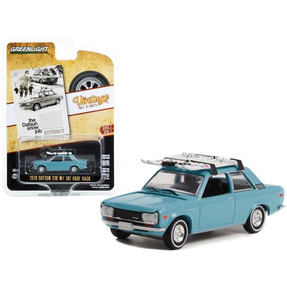 Imagem de Miniatura 1970 Datsun 510 W/ Ski Roof Rack Vintage Cars Ad 1:64 - Greenlight Serie 7