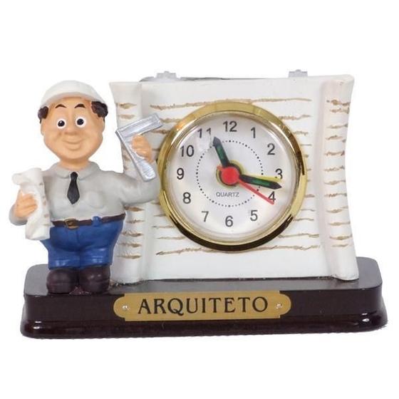 Imagem de Miniatura Arquiteto De Resina Com Relógio 8 Cm