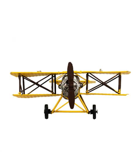 Imagem de Miniatura Avião Amarelo De Hélice 8x21x21cm - Tudo em Caixa