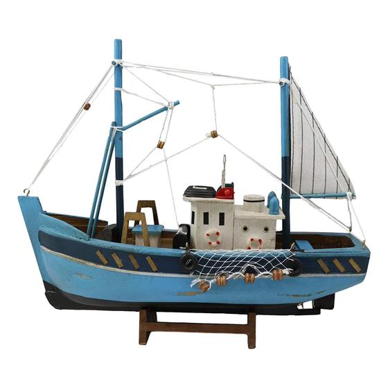 Imagem de Miniatura Barco Navio Caravela Madeira Enfeite Decorativo 29cm