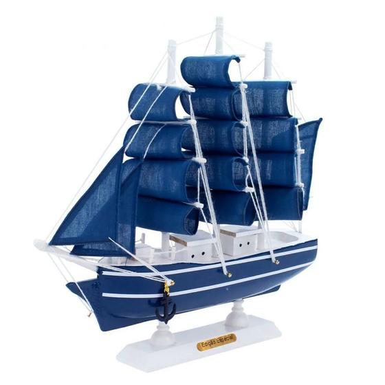 Imagem de Miniatura Barco Navio de Madeira Veleiro Decorativo  15cm