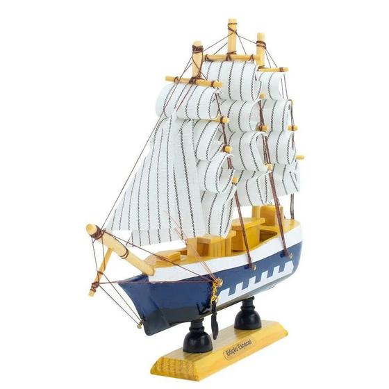 Imagem de Miniatura Barco Navio de Madeira Veleiro Decorativo  22cm