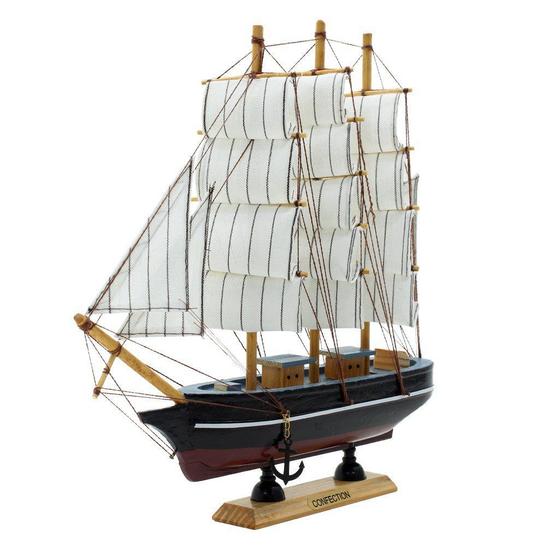 Imagem de Miniatura Barco Navio de Madeira Veleiro Decorativo  29cm