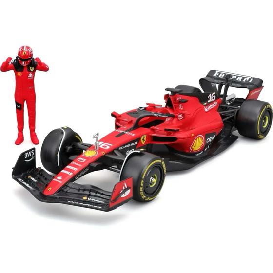 Imagem de Miniatura Bburago F1 Ferrari SF-23 2023 Charles Leclerc 16 1/24 c/ Boneco do Piloto