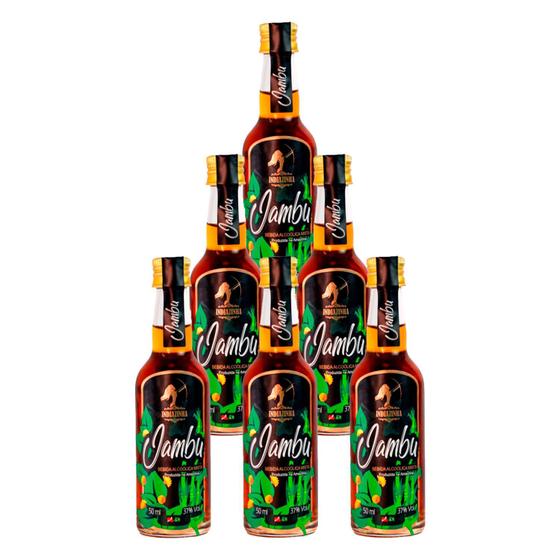 Imagem de Miniatura Cachaça Mista de Jambu Indiazinha 50ml 6 Unidades