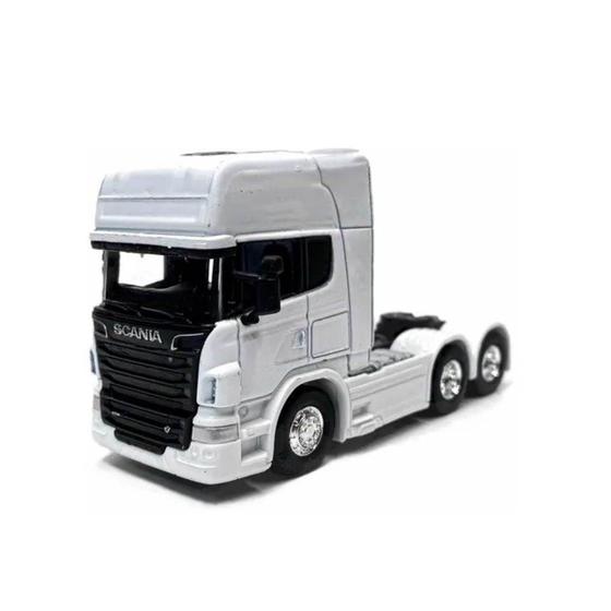 Imagem de Miniatura Caminhão Cavalo Scania Trucado V8 R730 Welly 1/64 Metal e Fricção Branco