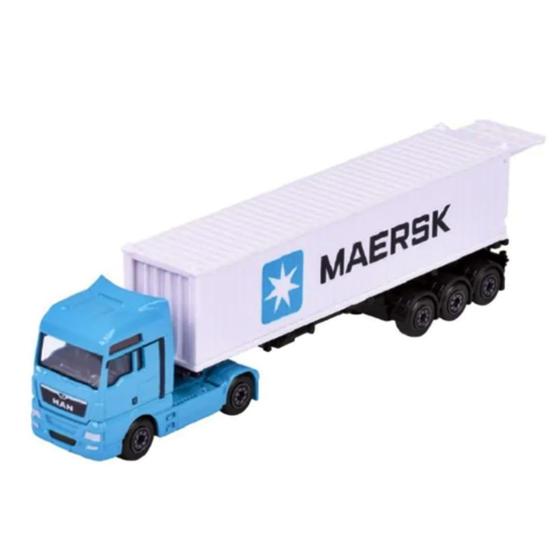 Imagem de Miniatura Caminhão Man TGX Container 40 MAERSK 1/87 Azul Majorette 212057289