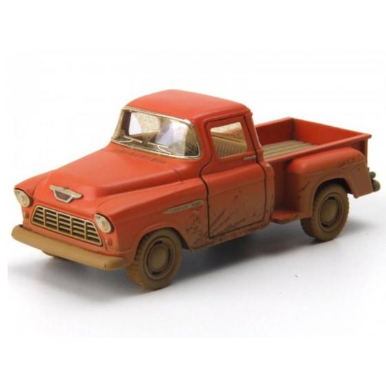 Imagem de Miniatura Chevy Stepside 1955 Kinsmart 1/32 Metal e Fricção Barro Vermelha