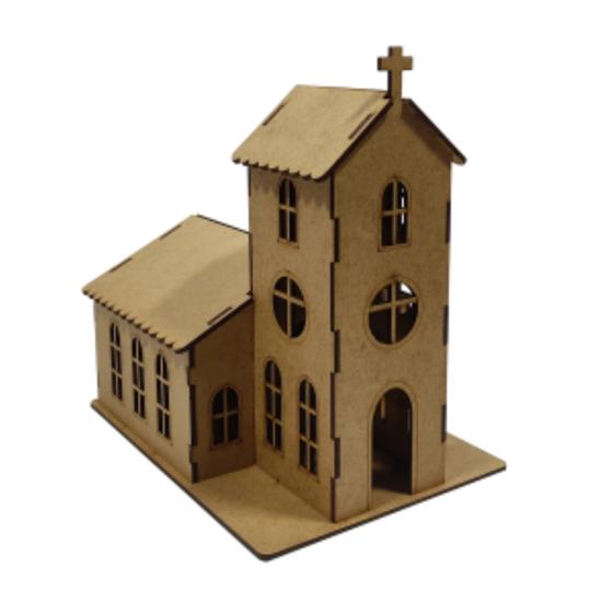 Imagem de Miniatura De Igreja Para Maquetes Tamanho Pequeno Em Mdf Cru