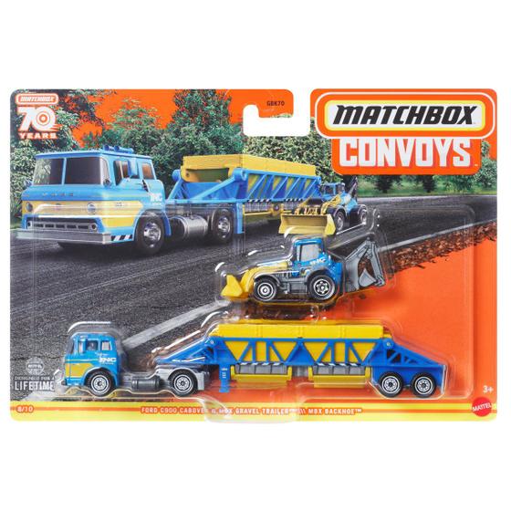 Imagem de Miniatura de Metal Matchbox Convoys - Comboio - Caminhão + Carro - 1/64 - Mattel