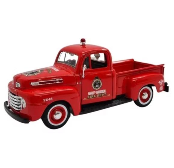 Imagem de Miniatura de metal pickup Ford f-1 1948 bombeiro escala 1/25 Maisto