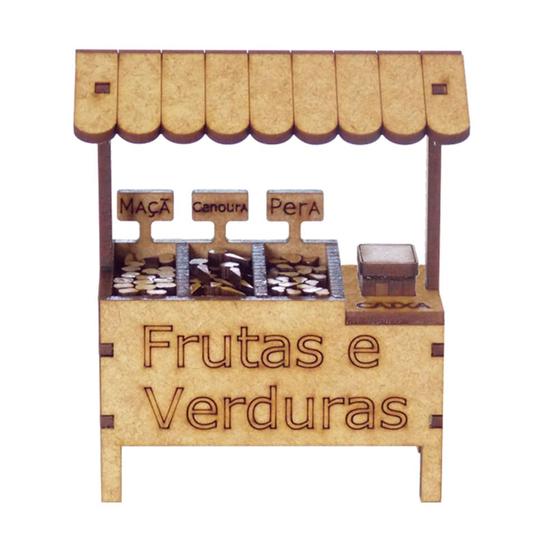 Imagem de Miniatura em Mdf Barraca de Frutas e Verduras Woodplan 10,5 X 11 X 5 Cm  M1056