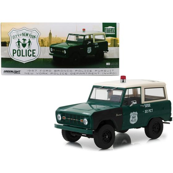 Imagem de Miniatura Ford Bronco Polícia New York 1968 1/18 Greenlight