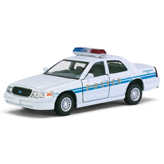 Imagem de Miniatura Ford Crown Victoria Police Interceptor Kinsmart 1/42 Metal e Fricção Branco