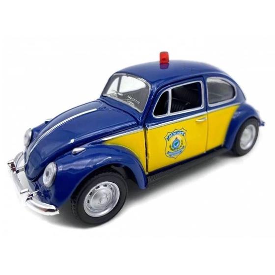 Imagem de Miniatura Fusca Polícia Rodoviária Die Cast 1:32 Metal e Fricção Azul