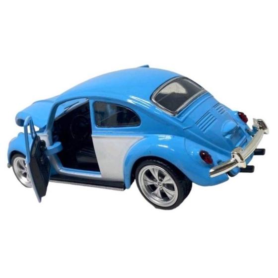 Imagem de Miniatura Fusca Rodão Metal Die Cast Fricção 1/32 Azul/Branco