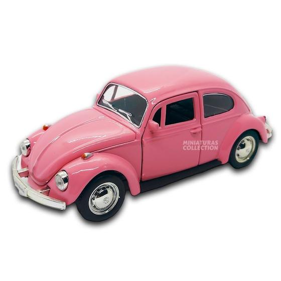 Imagem de Miniatura Fusca Rosa 1967, RMZ City 12,5 CM 1/32 Abre portas