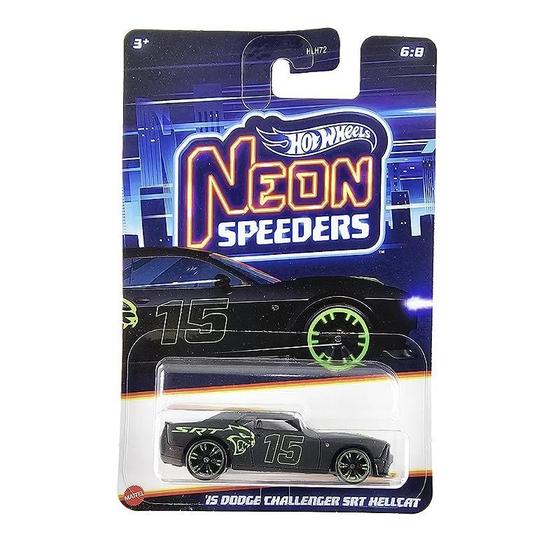 Imagem de Miniatura hot wheels neon speeders 15 dodge challenger srt hellcat hlh72 