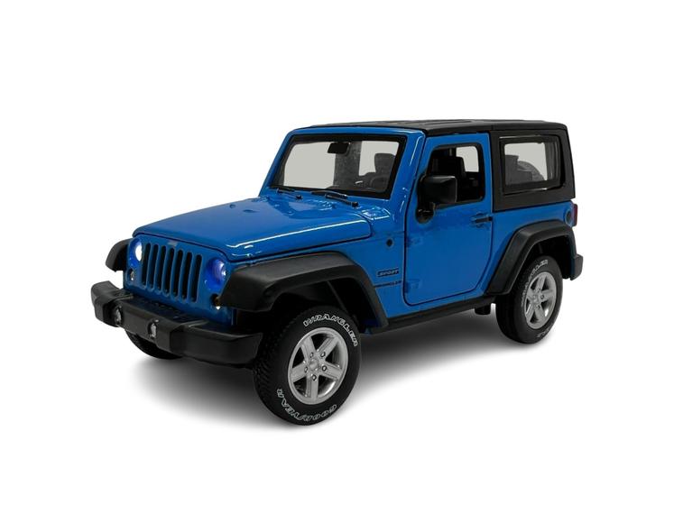 Imagem de Miniatura Jeep Wrangler Azul Acende Luz E Som Metal 1:32