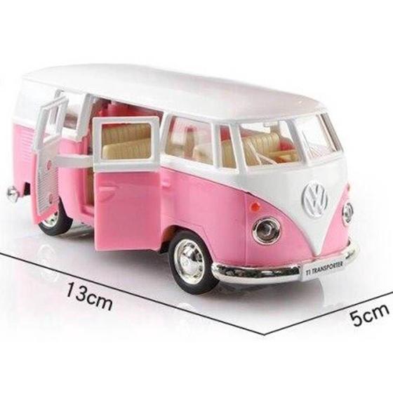 Imagem de Miniatura Kombi 1962 RMZ 1/32 Metal e Fricção Branco/Rosa.