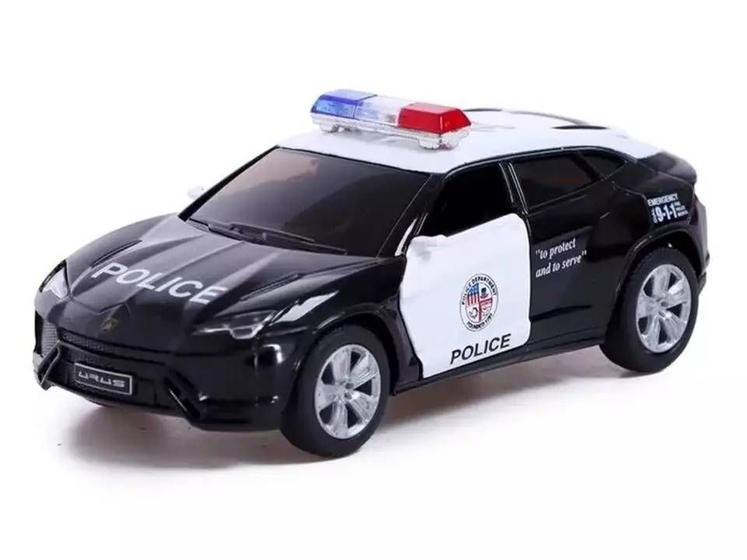 Imagem de Miniatura Lamborghini Urus Kinsmart 1/38 Metal e Fricção Preto Policia