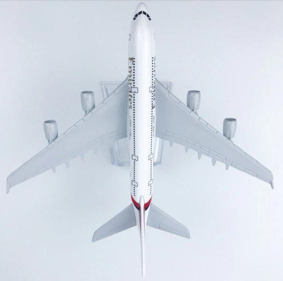 Imagem de Miniatura Maquete Avião Aeronave 16cm Metal A380 Emirates