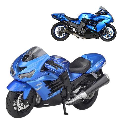 Imagem de Miniatura Moto Kawasaki Ninja Zx 14r Azul Giro Maisto 1:18