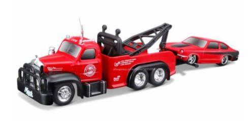 Imagem de Miniatura Picape Reboque C/ Carro 1/64 Desing Elite Transport 1953 Mack B-61/ 1971 Chevrolet Vega Vm Maisto 15055