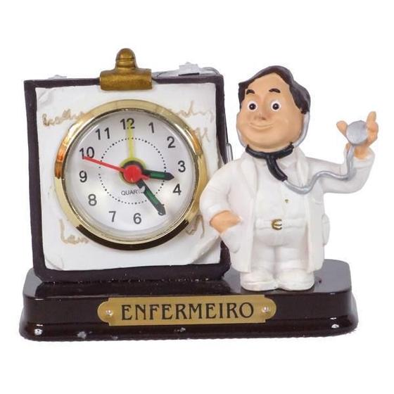 Imagem de Miniatura Profissional Enfermeiro De Resina Com Relógio 8 Cm