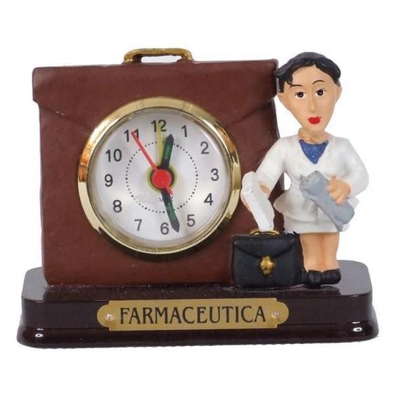 Imagem de Miniatura Profissional Farmacêutica Resina Com Relógio 8Cm