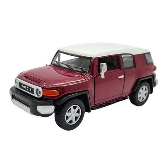 Imagem de Miniatura Toyota FJ Cruiser Kinsmart 1/36 Fricção e Metal Vinho teto Branco