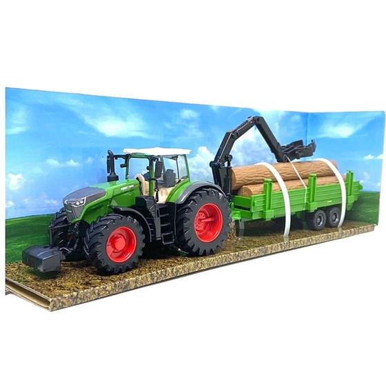 Imagem de Miniatura Trator Fendt 1050 Vario With Tree Forwarder Verde Bburago 31677