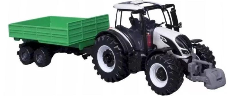 Imagem de Miniatura Trator Valtra N174 Com Carreta Branco Bburago