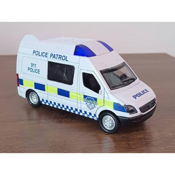 Imagem de Miniatura Van Police Patrol 911 Metal e Fricção Escala 1/32 Branca