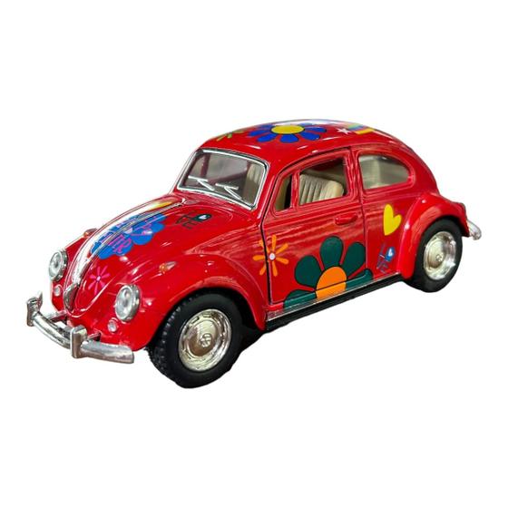 Imagem de Miniatura Volkswagen Fusca Paz e Amor Vermelho Metal 1:32