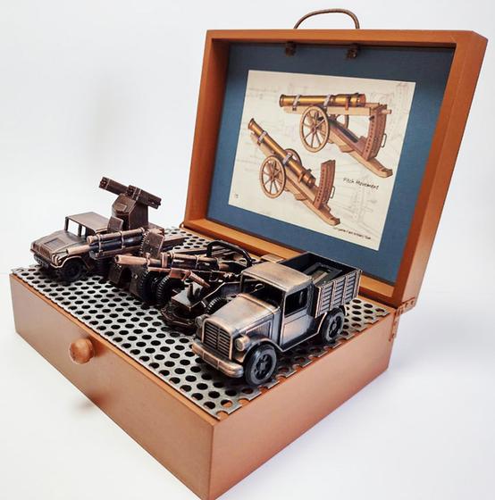 Imagem de Miniaturas decorativas de Artilharia em metal com Veículo Transporte