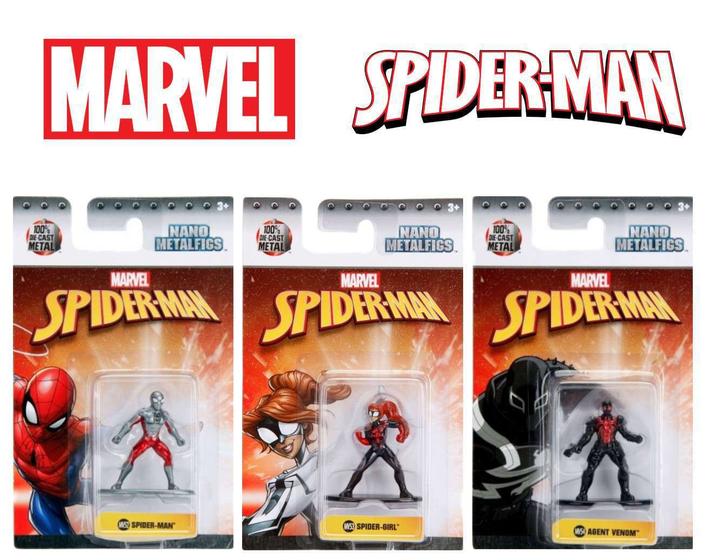 Imagem de Miniaturas Marvel Metalfigs SpiderMan Aranhaverso 3 Unidades
