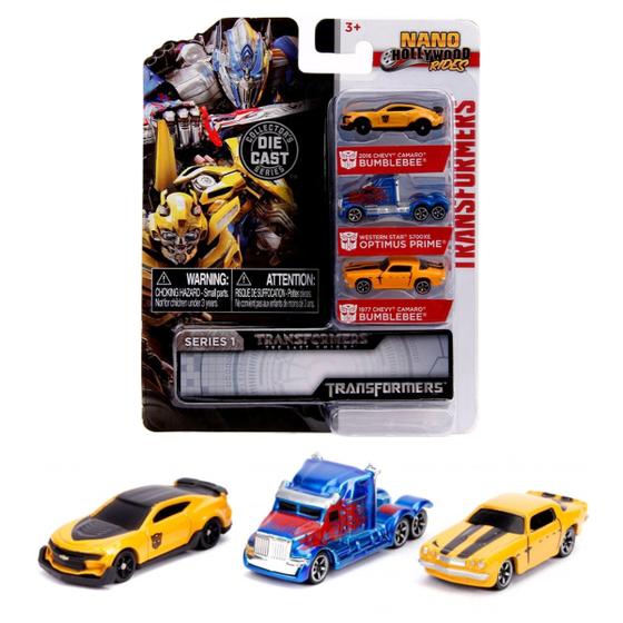 Imagem de Miniaturas Pack 03 Nano Transformers 3 Bumblebee Optimus 4cm
