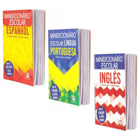 Imagem de Minidicionário Escolar Português Inglês e Espanhol 3 Volumes - Ciranda Cultural