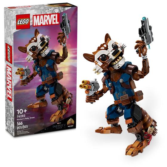 Imagem de Minifigura LEGO Marvel Rocket e Baby Groot 76282