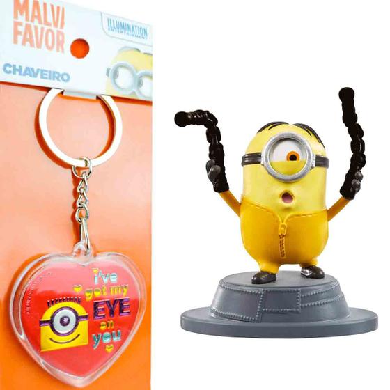 Imagem de Minions Boneco com Base Stuart The Rise of Gru Mattel + Chaveiro