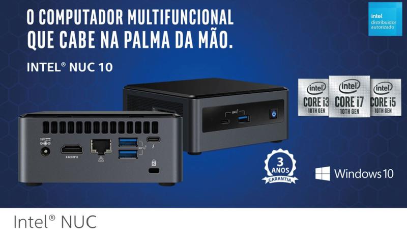 Imagem de MINIPC NUC INTEL 10ª Geração i3-10110U 8GB de memória SSD240GB Wifi + Bluetooth
