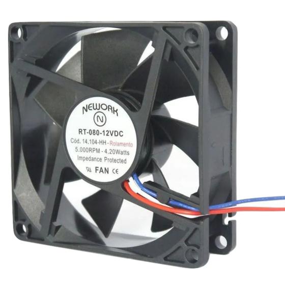 Imagem de Miniventilador Corrente Contínua 12vdc 80x80x25 Nework 4.20w dissipador de calor leve