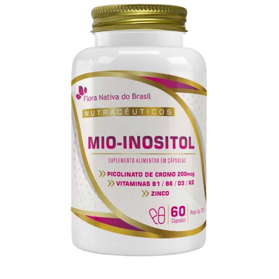 Imagem de Mio Inositol + Cromo + Zinco e Vitaminas B1 B6 D3 K2 60 Cápsulas
