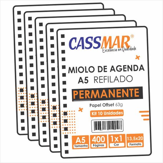 Imagem de Miolo de Agenda Permanente 20x13,5 cm Kit com 10 uni