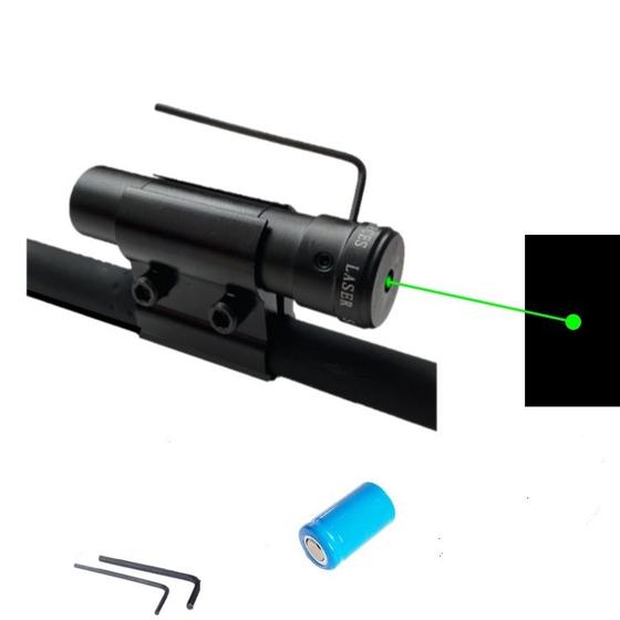 Imagem de Mira Laser ponto Verde  metal preto com bateria 