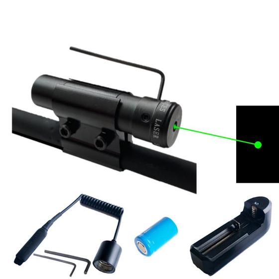 Imagem de Mira Laser ponto Verde  metal preto com bateria 