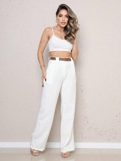 Imagem de MISS ELK Calça Alfaiataria Social Lançamento Moda Feminina Anel Medio R Slim