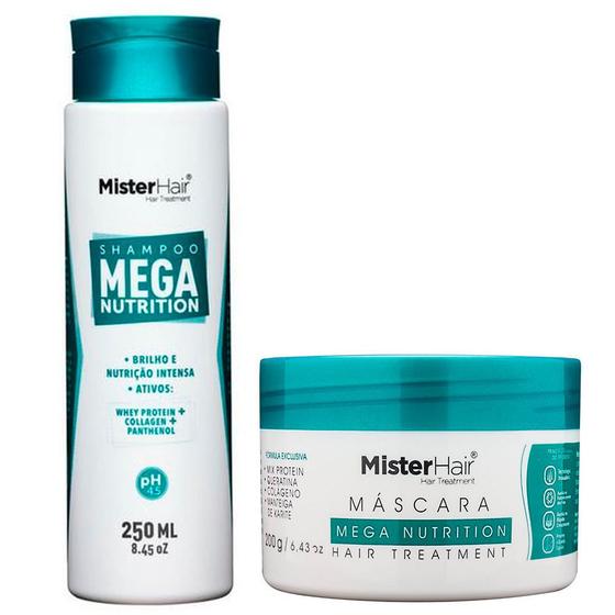 Mister Hair Shampoo 250ml E Máscara 200ml Mega Nutrition Shampoo